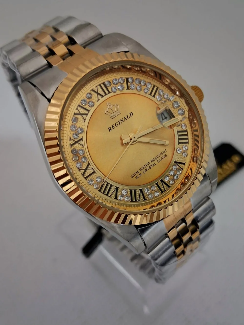 NEW IN BOX Men's Reginald 36mm Real Diamond Presidential Date Watch